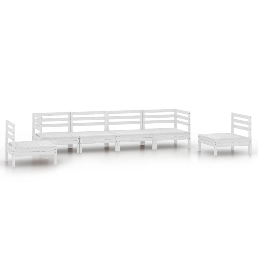 6-tlg. Garten-Lounge-Set Weiss Kiefer Massivholz